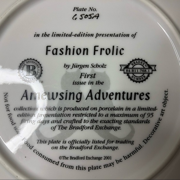 FASHION FROLIC Amewsing Adventures Kittens Collector’s Plate - Picture 4 of 6